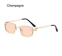 Chimsmall-Lunettes De Soleil Carrées Pour Femmes,Demi-Monture En Métal,Nuances Vintage,Lunettes Saint,Lunettes De Conducteur,Lunettes Interdites,Uv400 - Type Champagne