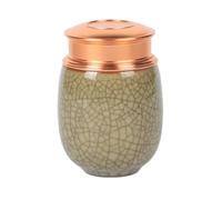 China Longquan Celadon Bouteille portable scellée avec couvercle rond pour thé, café en poudre, fruits secs, bonbons, pilules vitaminées (jaune clair)
