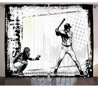 chinawh Occultant 3D Sport Baseball Garçon 140X100Cm Pour Le Salon Perforation Rideau De Fenêtre Phonique En Polyester Pour Chambre D'Enfant Cuisine Salon Décoration