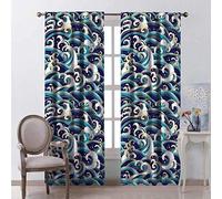 chinawh Rideaux Occultants - Vagues Nautique Mer Tradition 220X215Cm - 3D Imprimé Occultants Polyester Rideaux Occultants Pour Salon Design Moderne Rideaux De Cuisine De Porte Fenêtre À Oeillets