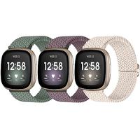 chinbersky 3-Piece Bracelet, Compatible avec Fitbit Versa 3/Fitbit Versa 4/Fitbit Sense/Fitbit Sense2 Bracelet en nylon, Soft Adjustable Replacement Sports Bracelet for Men and Women (en anglais)