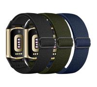 chinbersky élastique Bracelet Compatible avec Bracelet Fitbit Charge 6/Bracelet Fitbit Charge 5, Tissu Nylon Réglable Extensible Respirant Sport Band pour Fitbit Charge 6/Charge 5 Femmes Hommes