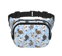 Chinchilla bleu et lune imprimé unisexe carré double couche sac de taille crossbody, sac de voyage d'entraînement, noir, taille unique, noir, taille unique, noir, One Size