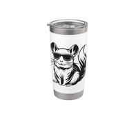 Chinchilla, drôle avec lunettes de soleil Gobelet isotherme en acier inoxydable double paroi
