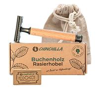 Chinchilla® Rasoir en bois de hêtre Made in Germany | Rasoir humide durable pour femmes & hommes | 10 lames de rasoir & sac inclus | Zero Waste & sans plastique
