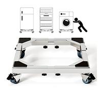 CHINCHILLA Support mobile robuste en acier inoxydable pour réfrigérateur, machine à laver avec roulettes, chariot réglable pour machine à laver, réfrigérateur et sèche-linge