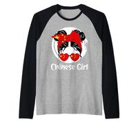 Chine, Fille Chinoise, Drapeau de la Chine, Femmes et Filles Manche Raglan