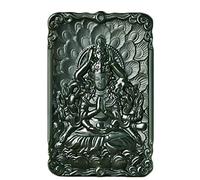 Chine Naturel Hetian Vert Jade Néphrite Sculpté Kwan Yin Déesse Pendentif Amulette (Mercy Kwan Yin Goddess 2#)