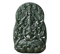 Chine Naturel Hetian Vert Jade Néphrite Sculpté Kwan Yin Déesse Pendentif Amulette (Mercy Kwan Yin Goddess 2#)
