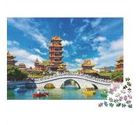 Chinese Ancient Town Puzzle for Adultes 1000 Pièces Matériau Papier Recyclable Fantasy Artwork Puzzle Parent Enfant Accessoires de Jeu Developing Garçons et Filles‘s Intelligence Toy 52x3...