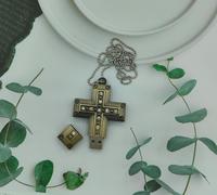 Chinese Antique Bronze Fish Intestines Sword U Disk Panda Shaped Metal USB Flash Drive (64GB Cross)