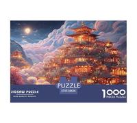 Chinese Architecture Cascading Waterfalls 1000 Pièces Découpe Précise Puzzle Magical Floating Pagoda Amusant Jigsaw Jouet Éducatif Déco pour Amis 38x26cm/1000pcs