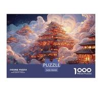 Chinese Architecture Cascading Waterfalls 1000 Pièces Papier Premium Puzzle Magical Floating Pagoda Anti-Stress Jigsaw Déco Maison pour Amis 70x50cm/1000pcs