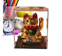 Chinese Cat Waving Arm | Solar Powered Waving Automatic Decor - Solar Powered Fortune Cat - for Desk Car Home Office Product Size: about Shop Birthday Wedding Chinese New Year Housewarming Living Room
