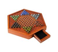 Chinese Checkers Board Game Set - Wooden Board Games with Storage Drawer and, Classic Family Strategy Game for Kids Adults Home Party Tabletop Boards Games