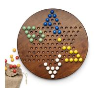 Chinese Checkers Set, 12.5 inches Sturdy Wooden Chinese Checkers Board with 60 Glass Marbles in 6 Colors, Classic Strategy Family Board Game, 2-6 Players