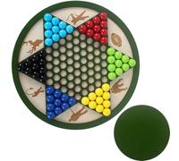 Chinese Checkers, Wooden Game Board with Pegs, Easy Rules for All Ages, Classic Multi-Player Family Strategy Game for Backyard BBQs, Beach Days, Picnics, and Campfire Entertainment, 9.84 inches