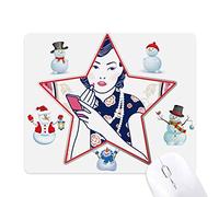 Chinese Culture Pink Woman Christmas Snowman Family Star Mouse Pad
