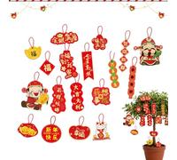 Chinese Decorations - Hangable Good Luck Ornaments, Pieces Red Lantern Kit with Tassels, Charm Wall Hanging for Home Party Supplies, Spring Festival Holiday Living Room Bedroom Wall Display