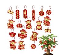 Chinese Decorations - Hangable Good Luck Ornaments, Pieces Red Lantern Kit with Tassels, Charm Wall Hanging for Home Party Supplies, Spring Festival Holiday Living Room Bedroom Wall Display