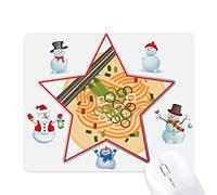 Chinese Dish Noodle Delicious Food Pattern Christmas Snowman Family Star Mouse Pad