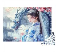 Chinese Dragon Bride Colourful Girl with Blue Dragon 1000 Pcs Jigsaw Puzzles Adults Brain Development Classic Educational Games 70x50cm/1000pcs
