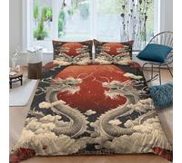 Chinese dragon Ensemble De Literie Microfibre 3 pièces Imprimé en 3D Hypoallergique Mythical creature Housse de Couette avec 2 x Taies d'oreiller Respirante for Chambre Enfants Double（200x200cm）