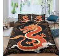 Chinese Dragon Parure de Lit Hypoallergique 3 pièces 3D Effet Confortable Mythical Creature Art Ensemble De Literie avec 2 Taies d'oreiller Hypoallergique for Enfants Garçons Filles King（220x240cm）