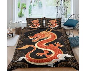 Chinese Dragon Parure de Lit Hypoallergique 3 pièces 3D Effet Confortable Mythical Creature Art Ensemble De Literie avec 2 Taies d'oreiller Hypoallergique for Enfants Garçons Filles King（220x240cm）