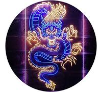 Chinese Dragon Room Display Dual Color LED Enseigne Lumineuse Neon Sign Bleu et jaune 300 x 400mm st6s34-i3225-by