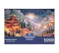 Chinese Embroidery Craft 1000 Pcs Découpe Précise Puzzle Magical Floating Pagoda Famille Jigsaw Déco Maison pour Adultes 38x26cm/1000pcs