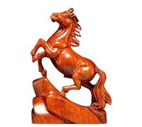 Chinese Feng Shui Red Horse Statue, Wooden Horse Figurine Feng Shui Horses Statue Art Figurine Attracting Wealth and Good Luck Zodiac Animal Sculpture Chinese New Year Gift (Yellow,High-5.9in)