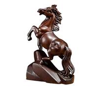 Chinese Feng Shui Red Horse Statue, Wooden Horse Figurine Feng Shui Horses Statue Art Figurine Attracting Wealth and Good Luck Zodiac Animal Sculpture Chinese New Year Gift (Black,High-5.9in)