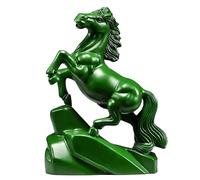 Chinese Feng Shui Red Horse Statue, Wooden Horse Figurine Feng Shui Horses Statue Art Figurine Attracting Wealth and Good Luck Zodiac Animal Sculpture Chinese New Year Gift (Green,High-5.9in)