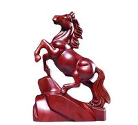Chinese Feng Shui Red Horse Statue, Wooden Horse Figurine Feng Shui Horses Statue Art Figurine Attracting Wealth and Good Luck Zodiac Animal Sculpture Chinese New Year Gift (Red,High-3.15in)