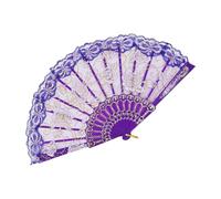 Chinese Floral Folding Fan - Fan en dentelle rose Handheld Wedding Party | PP Fan Bone Dentelle Fabric Material | Theme Parties Home Decoration Stage Performances Cultural Events Folding Hand Fan