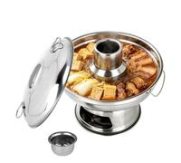 Chinese Hot Pot Stainless Steel Charcoal Portable Cooker with Lid | Dry Ice Pot for Camping Office Hotel Kitchen Catering Parties Hotels Dining Milk Tea Desserts
