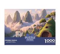 Chinese Ink Painting 1000 Pcs Carton Extra-épais Lot de Puzzles Alpine Hobbit-Style Cottage Stimulant Et Éducatif Jeu Créatif Puzzles pour Adultes Et Enfants 38x26cm/1000pcs