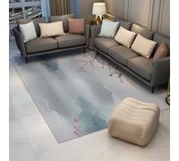 Chinese Japanese 180x270 Area Tapis Misty Blue Gray Mountain Lake carpette for Salon Chambre Lavable Soft Bas Poil antiderapant Descente de lit Watercolor Landscape Floor Resistant aux Taches