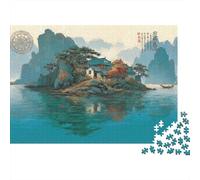 Chinese Landscape Painting 100% Recycled Cardboard Chinese Ink Landscape 1000 Piece Jigsaw Puzzles Adults and Children Fun Present 52x38cm/1000pcs