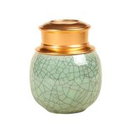 Chinese Longquan Celadon Mini bouteille de rangement ronde scellée et portable - Bocal scellé multifonction pour thé, café en poudre, fruits secs, bonbons, pilules vitaminées (vert émeraude)