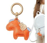 Chinese Luck Keyring - Horse Token, Fashion Accessory Pendant | Artificiel Leather Craft Craft Compact Size Cultural Keepsake Spring Festival Gift Students Collectors Backpack Carryall Everyday Styli