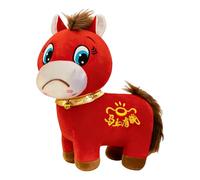 Chinese New Year 2026 Horse Plush Toy, Funny Plushie Figurine Embroidery Lucky Mascot Toy Multi-Function Chinese Lunar New Year Ornaments for Home Store Tabletop Decor