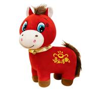 Chinese New Year 2026 Horse Plush Toy, Funny Plushie Figurine Embroidery Lucky Mascot Toy Multi-Function Chinese Lunar New Year Ornaments for Home Store Tabletop Decor