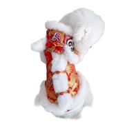 Chinese New Year, Dog Costume, Warm Soft Lion Dance Pet Coat, 12 inches Spring Festival Outfit with Plush Material, Adjustable Soft Pet Jacket for Small Medium Dogs and Kittens, Home Indoor Outdoor