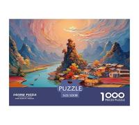 Chinese Style Architecture 1000 Pcs Carton Extra-épais Coffret De Puzzles Chinese Architecture Stimulant Et Éducatif Jeu Familial Puzzles pour Adultes Et Enfants 52x38cm/1000pcs