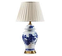 Chinese-Style Ceramic Table Lamp Bedroom Bedside Dimming Lamp Living Room Hotel Project Decorative Lighting (Color : Push Button Switch Size : 75X40cm)