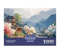 Chinese-Style Houses Small Bridges and Flowing 1000 Pcs Carton Extra-épais Lot de Puzzles Kitten Stimulant Et Éducatif Jeu Familial Puzzles pour Adultes Et Enfants 70x50cm/1000pcs