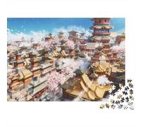 Chinese Style Palace Puzzle 1000 Pièces Papier Recyclé Spring Flowers Puzzles pour Adultes Amusant and Stimulant Family Jeu Holiday Blessings Gift pour Men 38x26cm/1000pcs