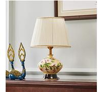 Chinese Style Rural Flower Art Ceramic Table Lamps Fashion Romantic Fabric Led Lamp for Bedside Foyer Studio (Color : B Size : Push Button Switch) (C Dimmer Switch)